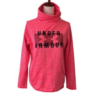 Under Armour Cold Gear Sweatshirt Pink High Neck Kangaroo Pocket